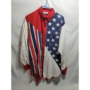 Cowboy Threads Vintage American Flag Button Down Shirt Size M READ